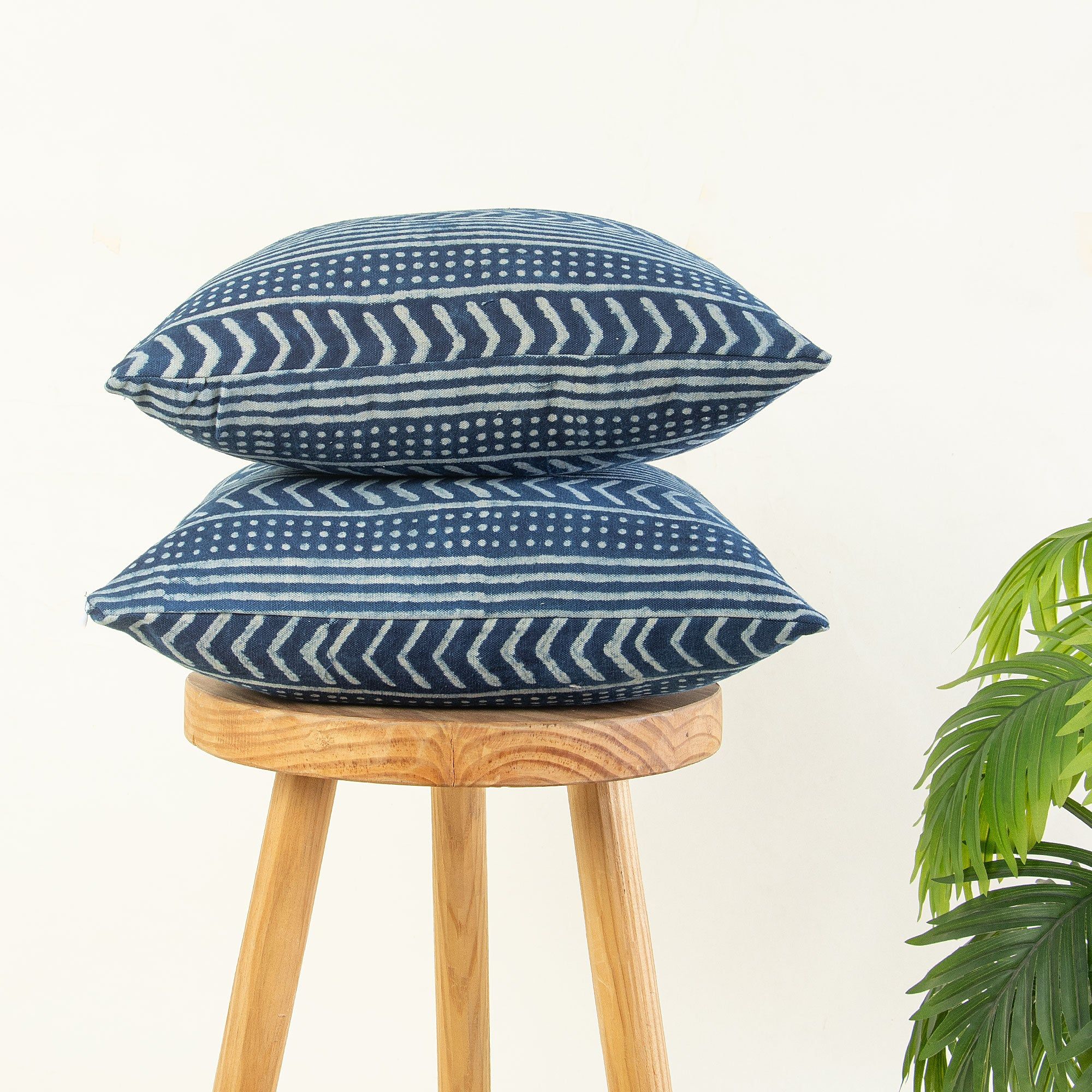 Hand Block Print Organic Cotton Indigo Canvas Cushion Cover